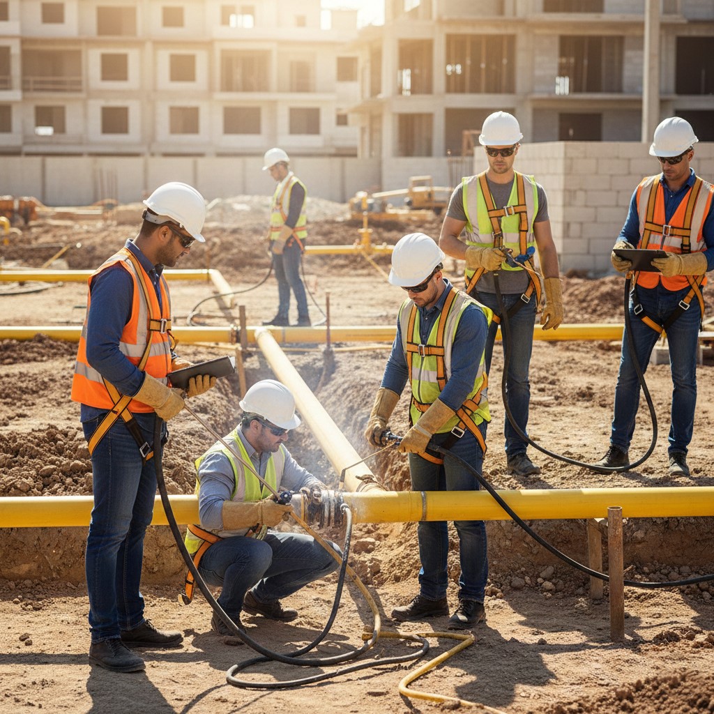 تأسيس وتمديد شبكات الغاز